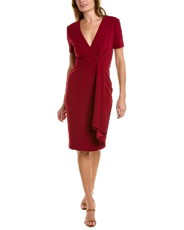 Badgley Mischka Pleated Sheath Dress