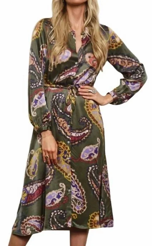 Element Print Dress in Green Mutli