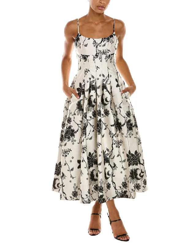 ML Monique Lhuillier Pleated A-Line Dress