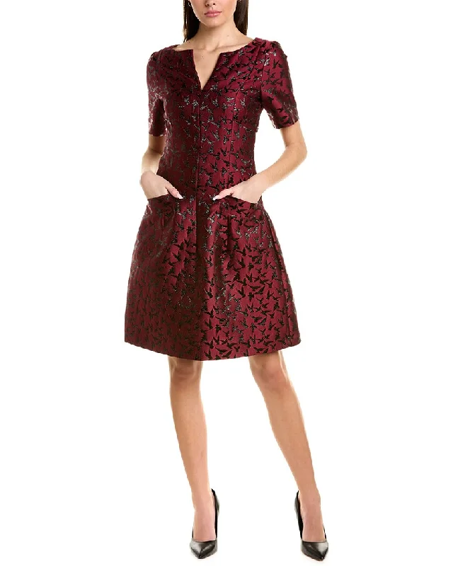 Oscar de la Renta Lurex Jacquard A-Line Dress