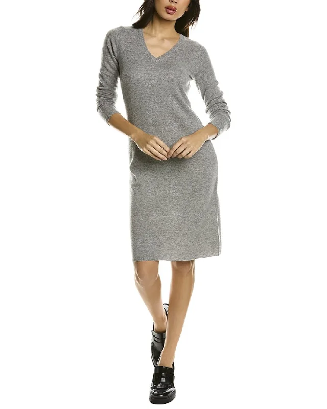 sofiacashmere V-Neck Cashmere Sweaterdress