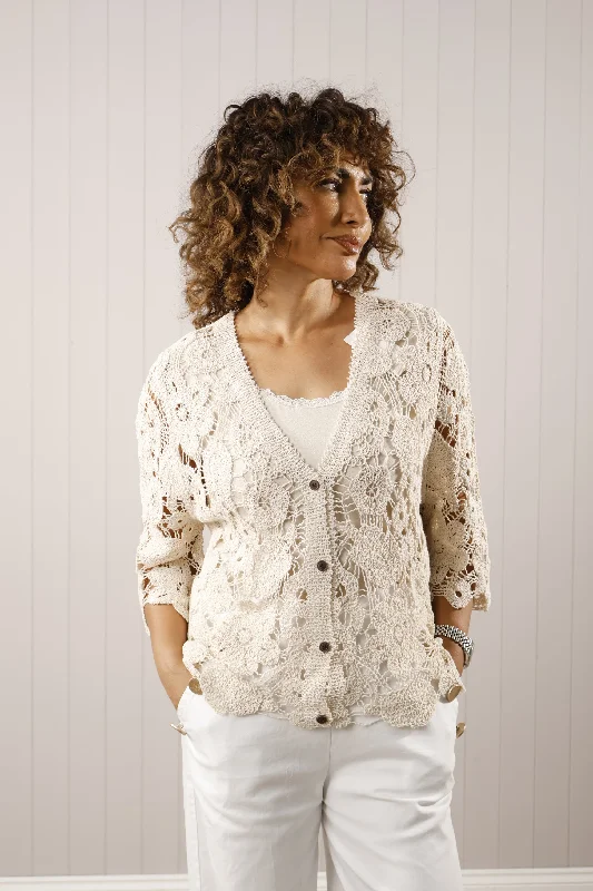 Meadow Crochet Cardigan Sand