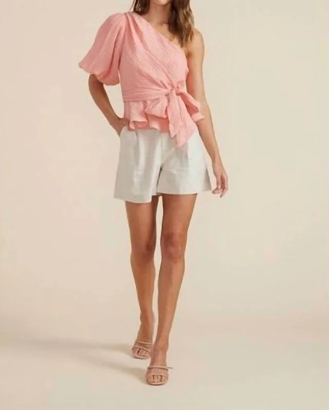 Vera One Shoulder Top In Rose