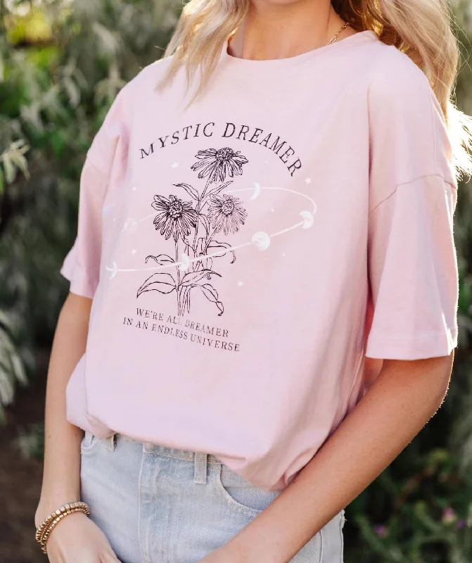 Mystic Dreamer Graphic Tee In Pale Mauve