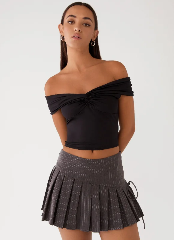 Trixie Twist Off Shoulder Top - Black