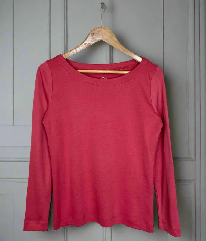 Pink Cotton Long Sleeve Top