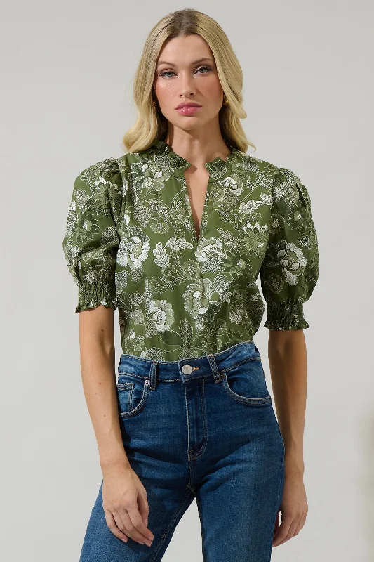 Hazleton Floral Reign Split Neck Top