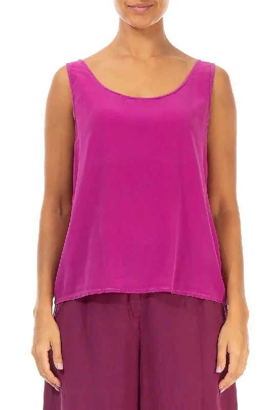 Sleeveless Fuchsia Silk Top