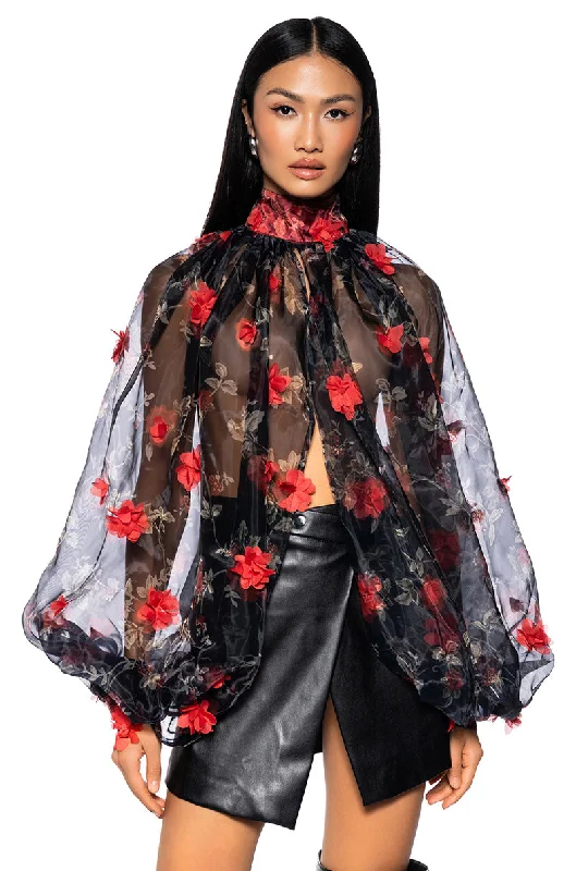 LENNON VOLUME SLEEVE FLORAL BLOUSE