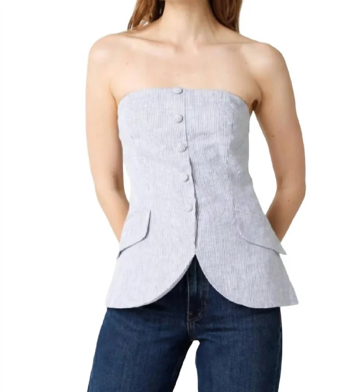 Strapless Top In Chambray