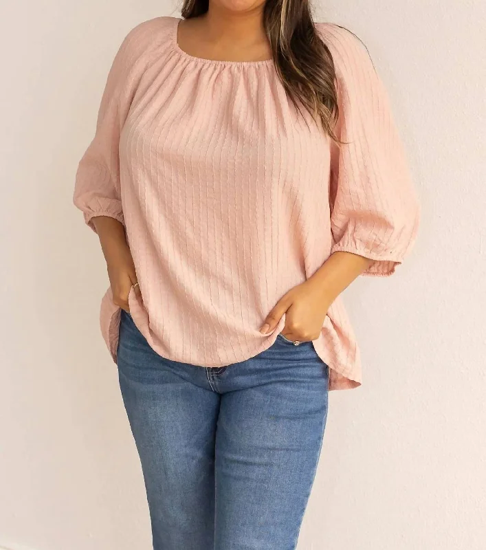 Breeze Elegance Off The Shoulder Top In Pink