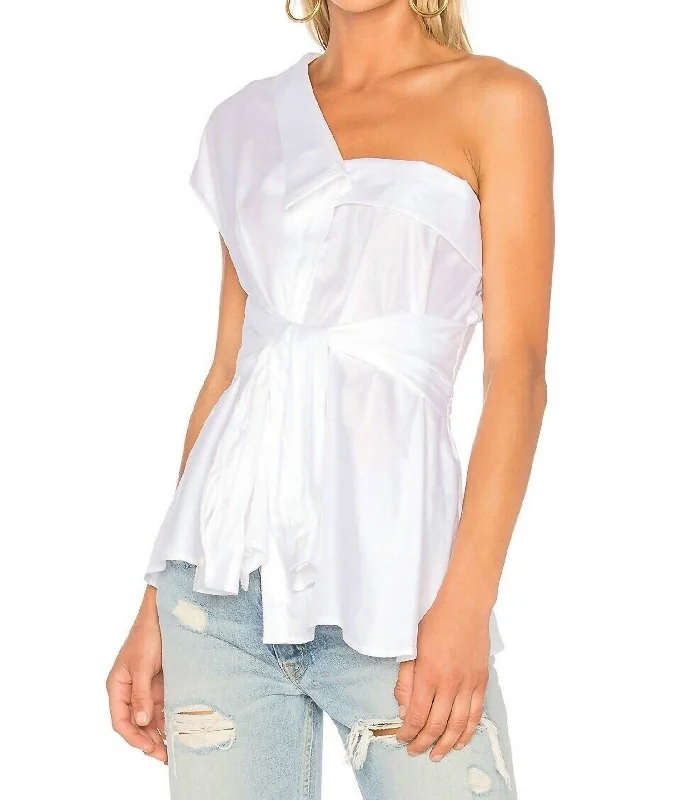 Hadley Cotton One Shoulder Top In White