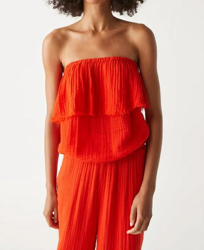 Fleur Strapless Top In Pomodoro