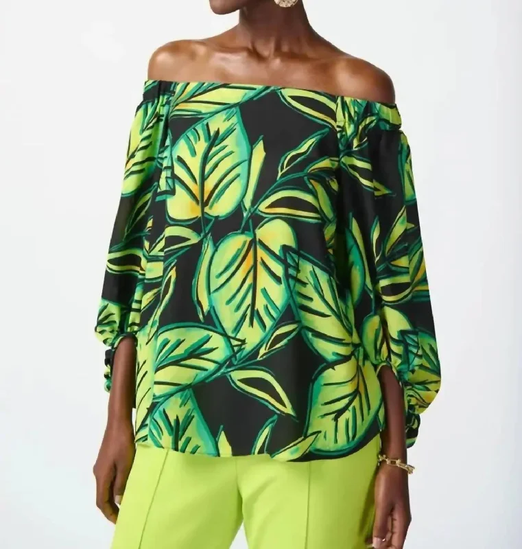 Off The Shoulder Top In Lime Green