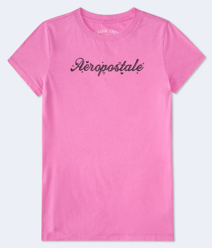 Aeropostale Script Glitter Graphic Tee