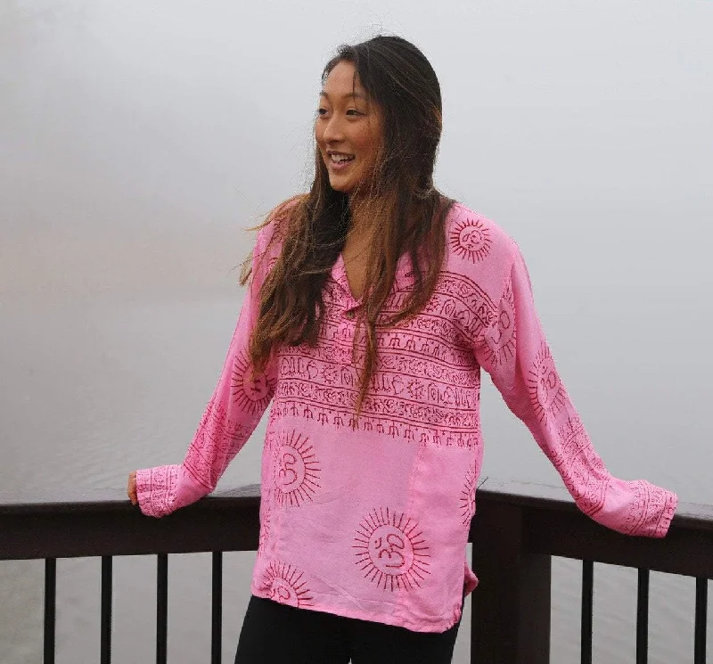 Om Long Sleeve Top in Pink