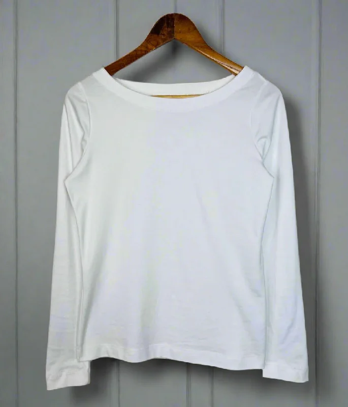 White Cotton Long Sleeve Top