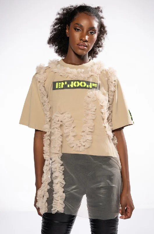 BEIGE RUFFLE TSHIRT