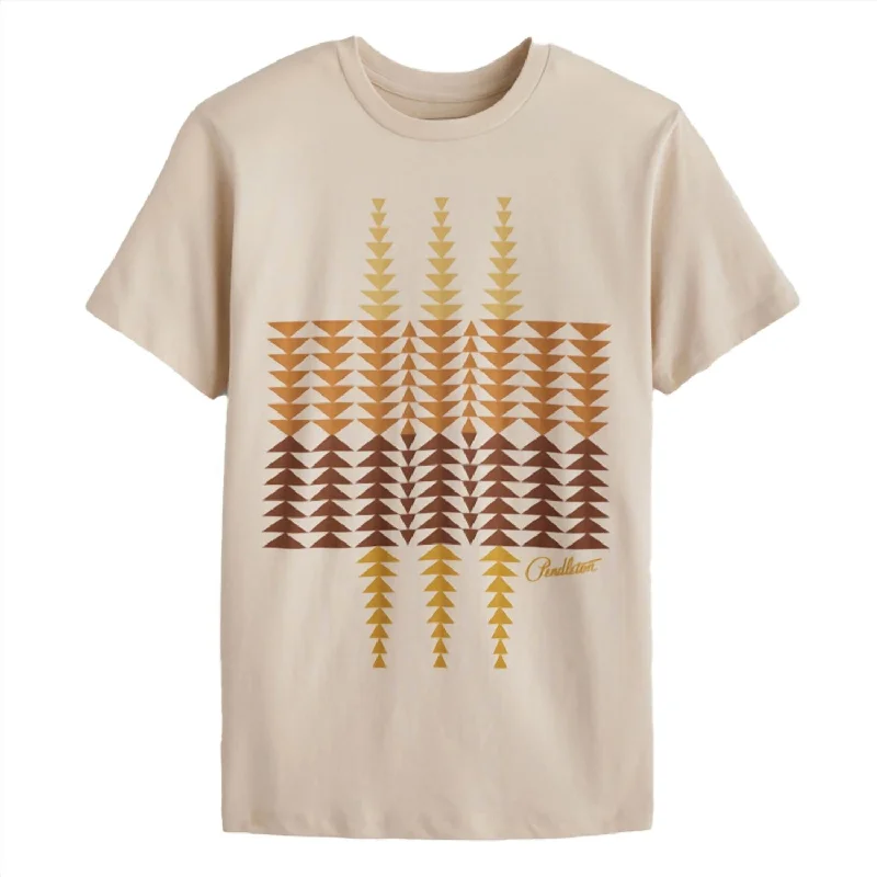 Women's Geometric Graphic Tee Top In Beige