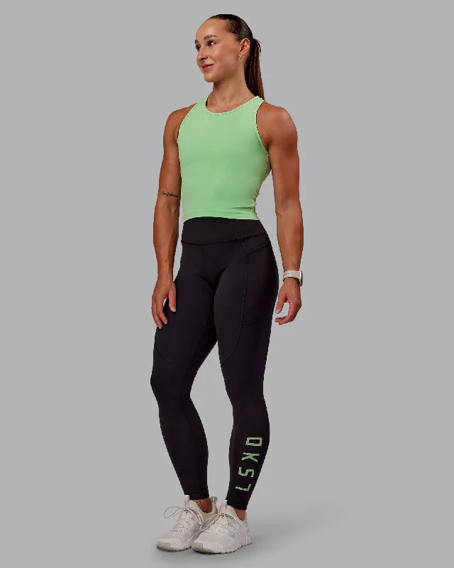 Rep Full Length Leggings - Black-Surreal Green