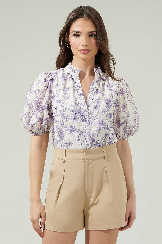 Kadisha Floral Close to You Split Neck Top