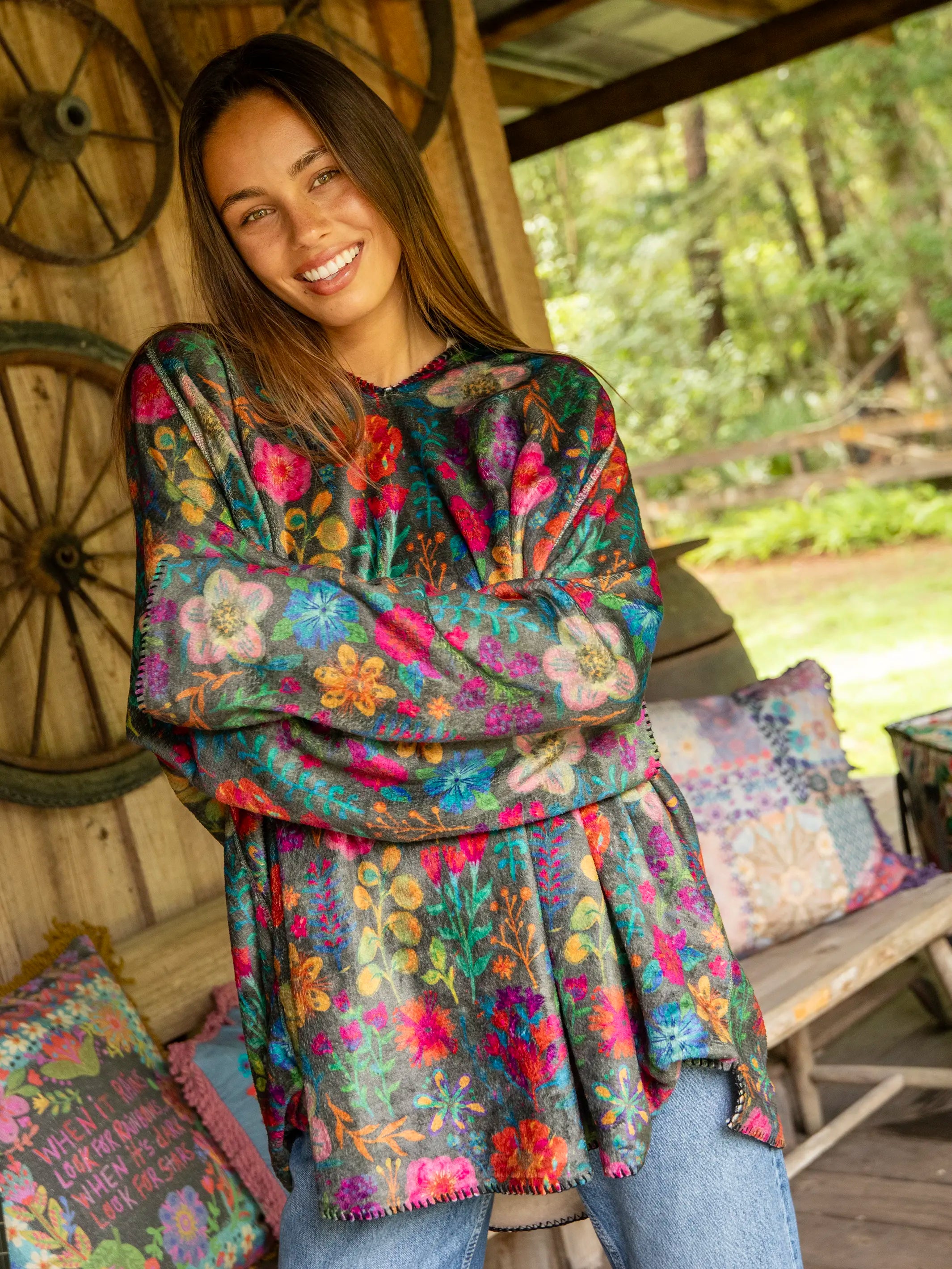 Cozy Blanket Hoodie - Rainbow Garden