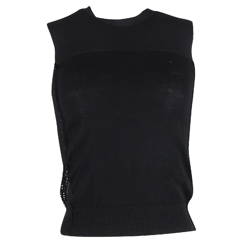 Lanvin Mesh Top in Black Cotton