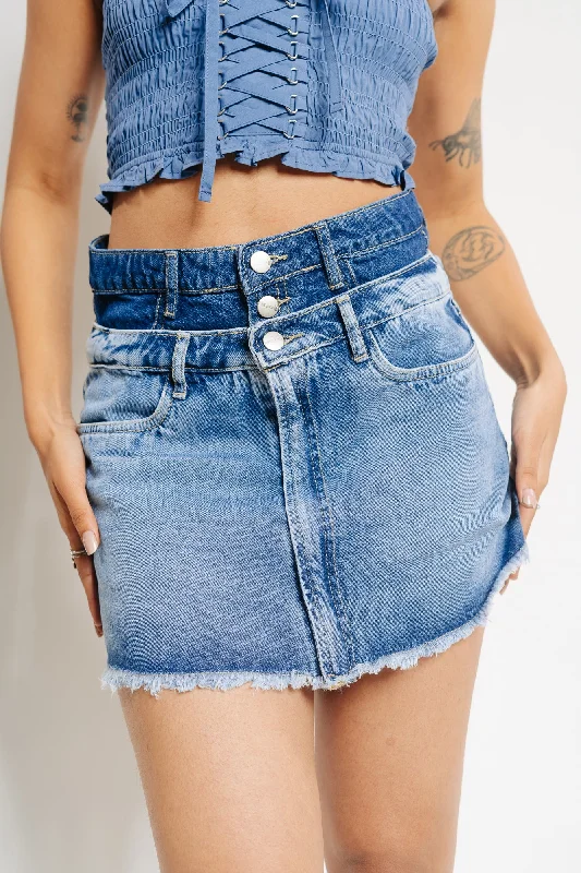 Dual Denim Short Skirt