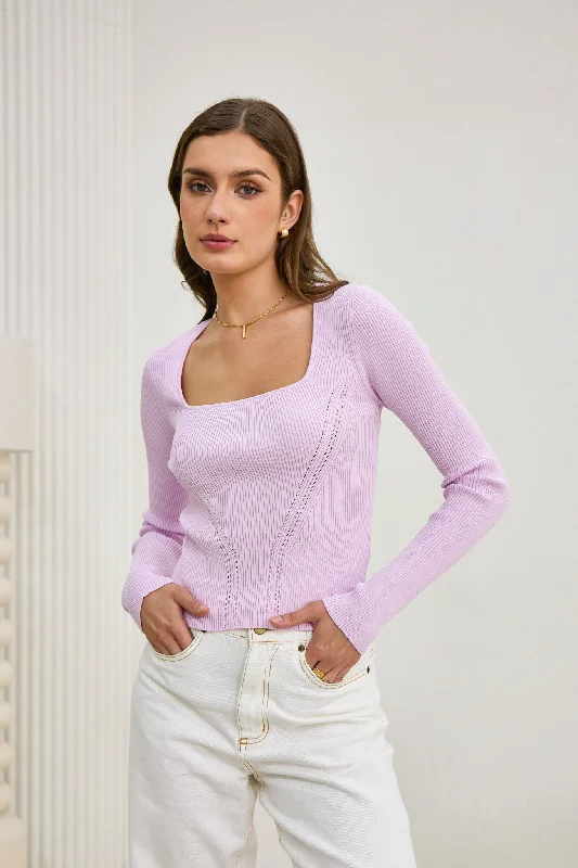 Jett Lilac Purple Long Sleeve Knit Top