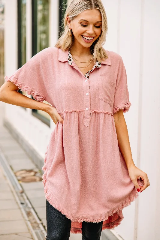 Let You Go Rose Pink Linen Tunic