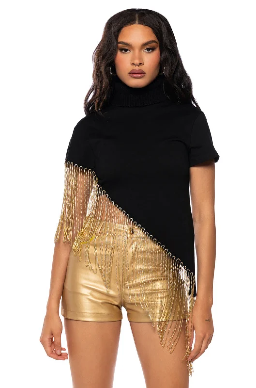 COME THRU RHINESTONE EMBELLISHED ASYMMETRICAL SWEATSHIRT