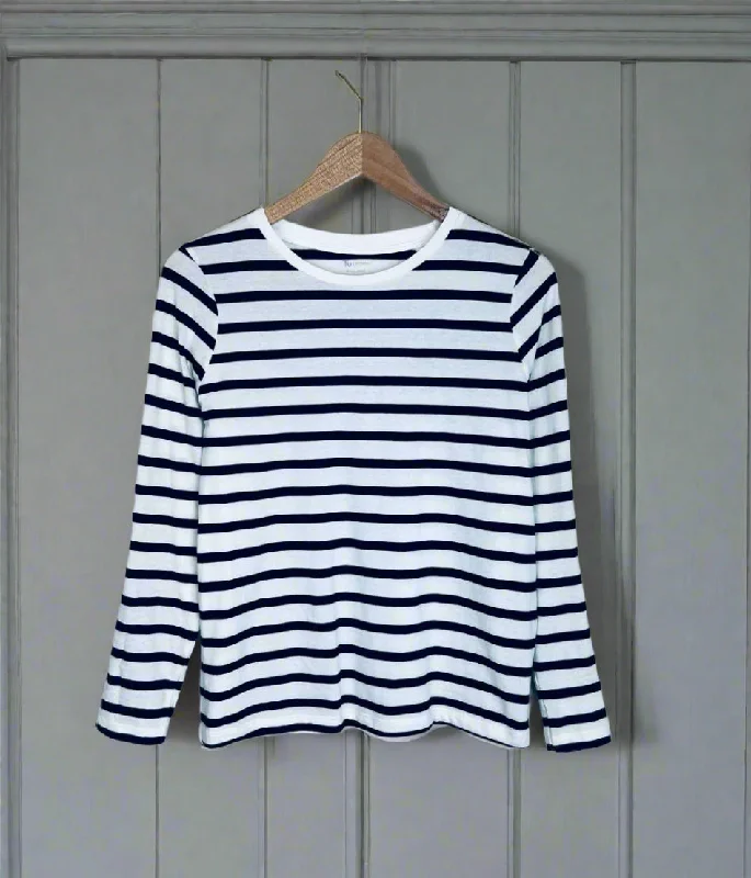 Black & White Striped Cotton Long Sleeve Top