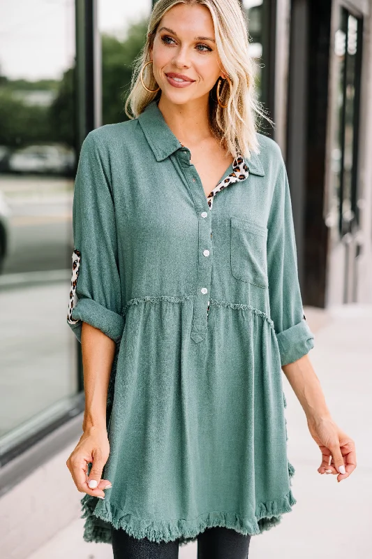 Have Your Attention Lagoon Green Tunic