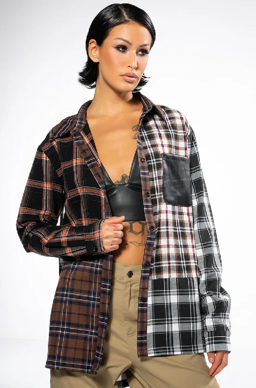 LITHIUM LONG SLEEVE PATCHWORK FLANNEL BUTTON DOWN