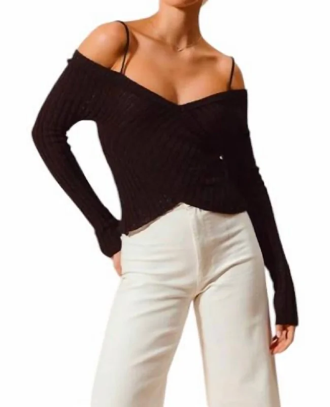 Overlap Off Shoulder Top In Black