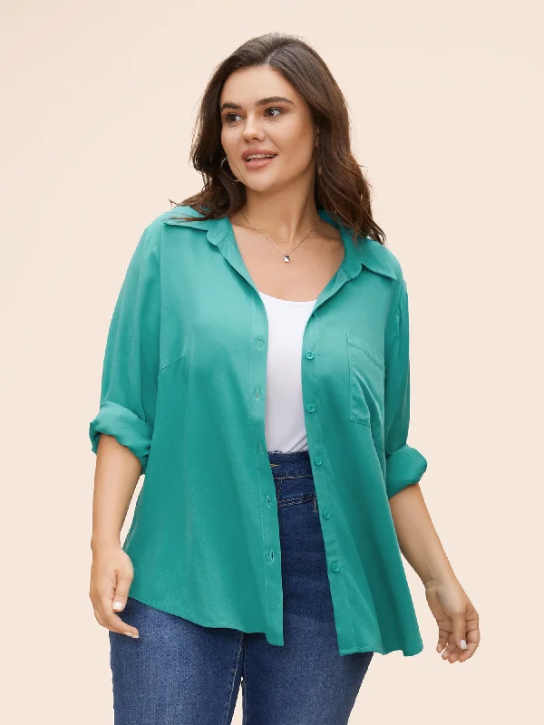 Button Down Full-Sleeve Rayon Blouse