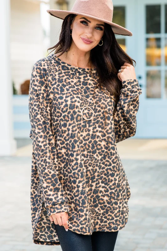 Easy Like Sunday Brown Leopard Print Tunic