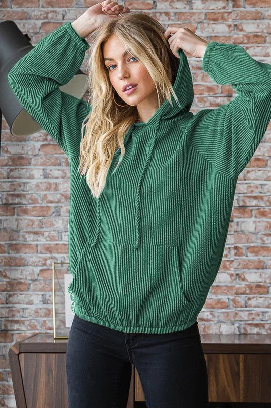 Ribbed Elastic Waist Hoodies - 2 Colors! - FINAL SALE