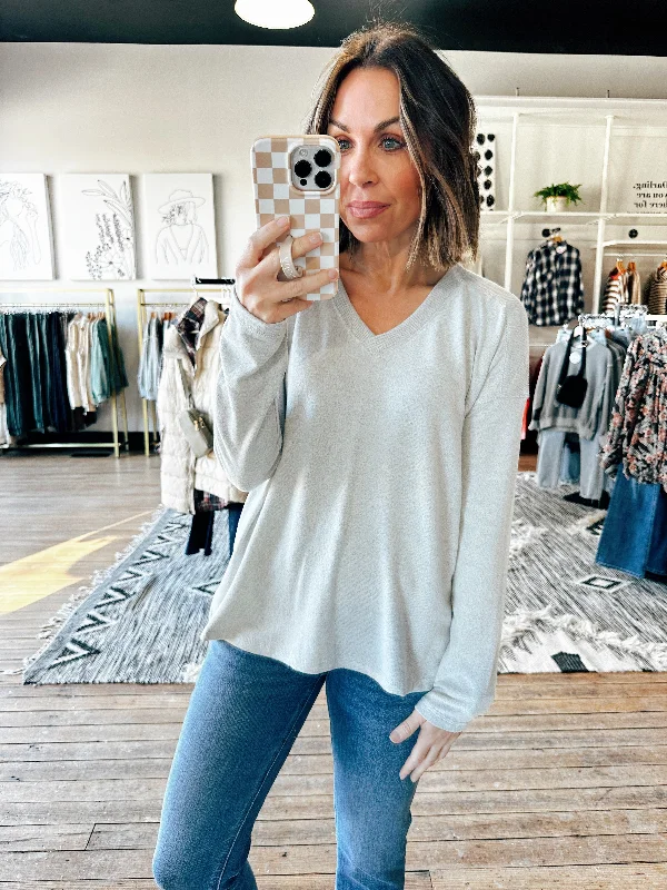 Soft Ribbed V-Neck Long Sleeve Top – 3 Colors