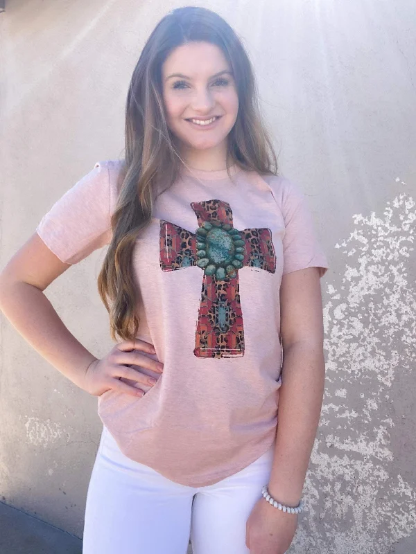 Aztec Cross With Turquoise Stone Graphic Tee