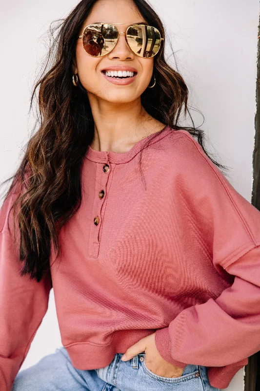 Looking Forward Deep Rose Pink Pullover