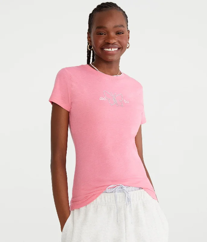 Aeropostale Rhinestone Butterfly Graphic Tee