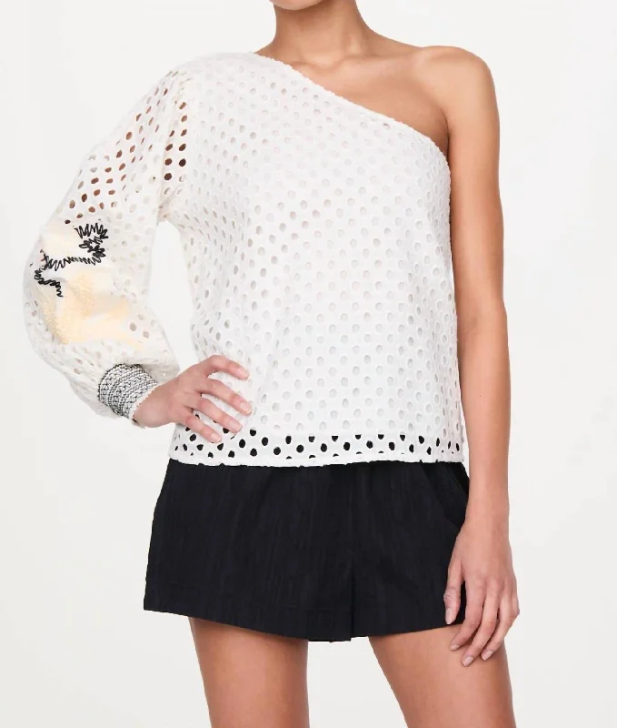 Tish One Shoulder Top In Raffia