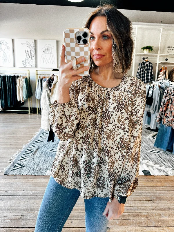 Melinda Taupe Floral Top