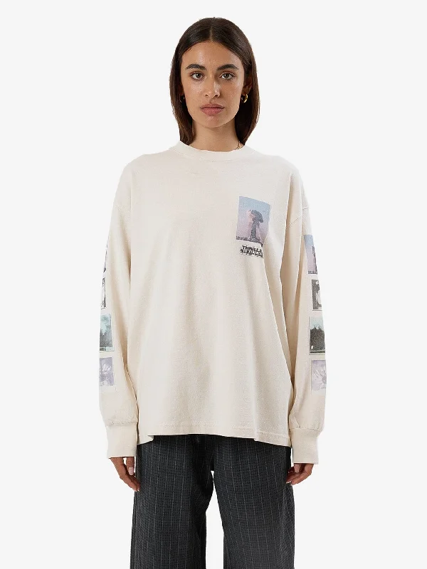 One Way Or Another Long Sleeve Oversized Tee - Heritage White