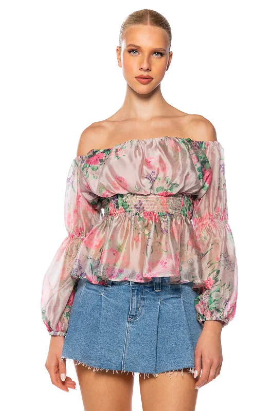 ESME OFF THE SHOULDER PRINTED BLOUSE