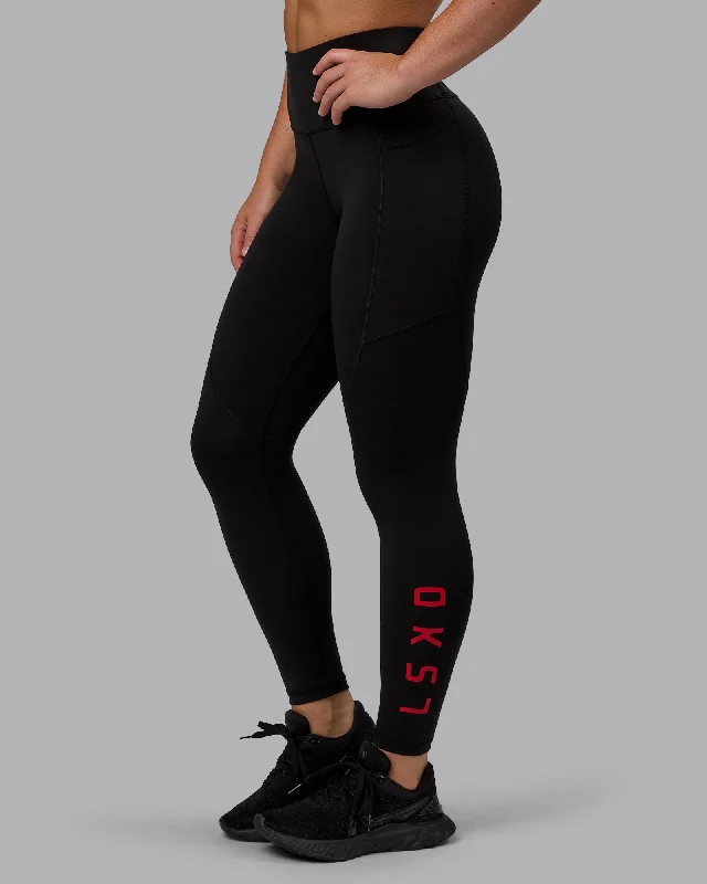 Rep 7/8 Length Leggings - Black-Crimson