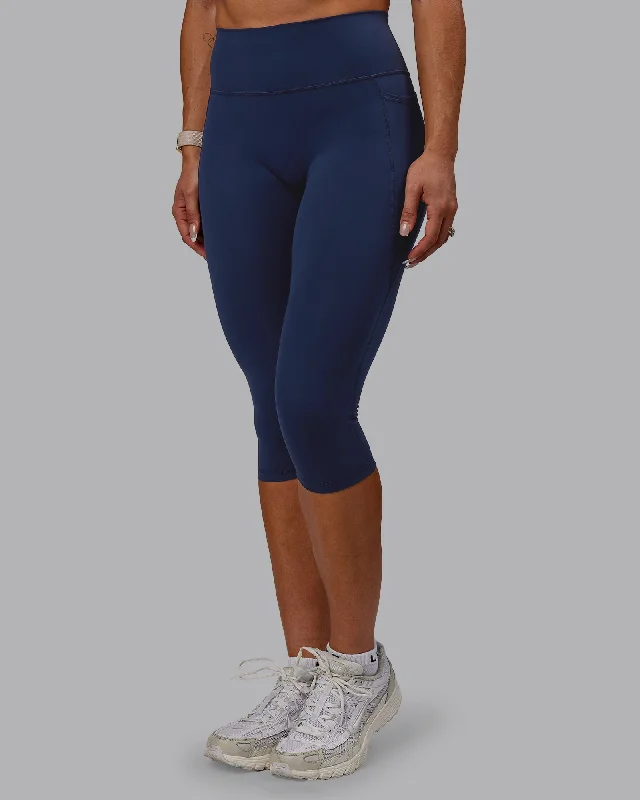 Fusion 3/4 Length Leggings With Pockets - Future Navy