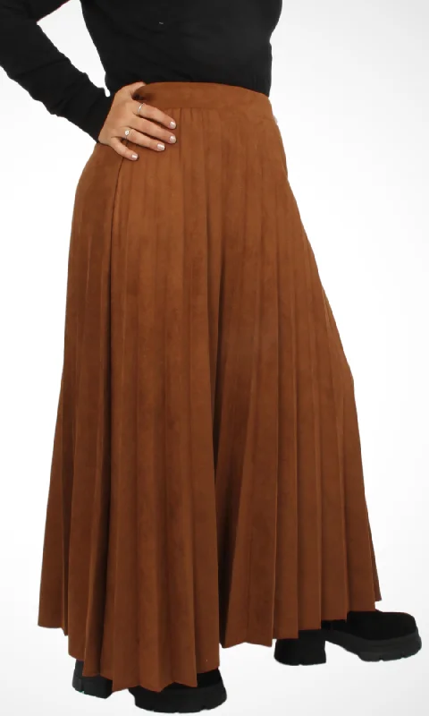 Women Pleated Skirt (Brown)