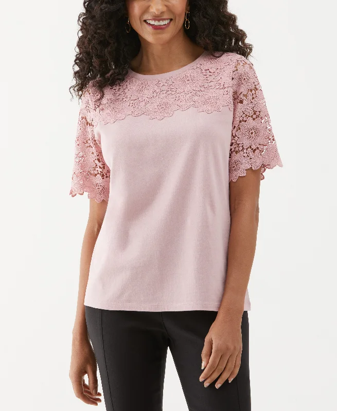 Lace Yoke Knit Top